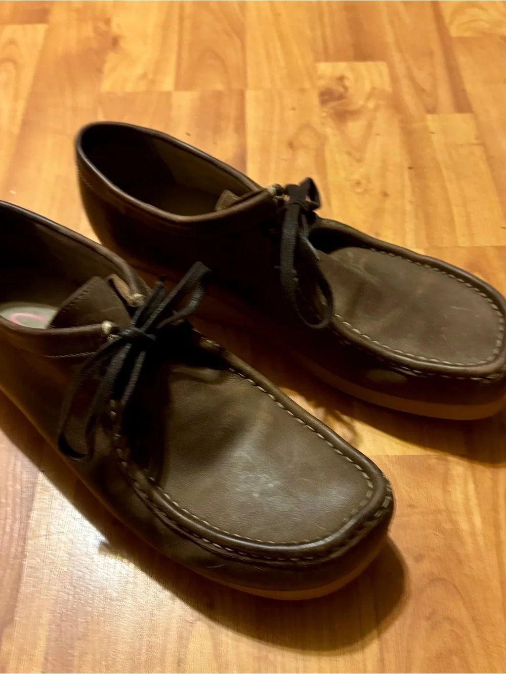 Clarks Men's Brown Leather Chukka Boots with Black Laces
